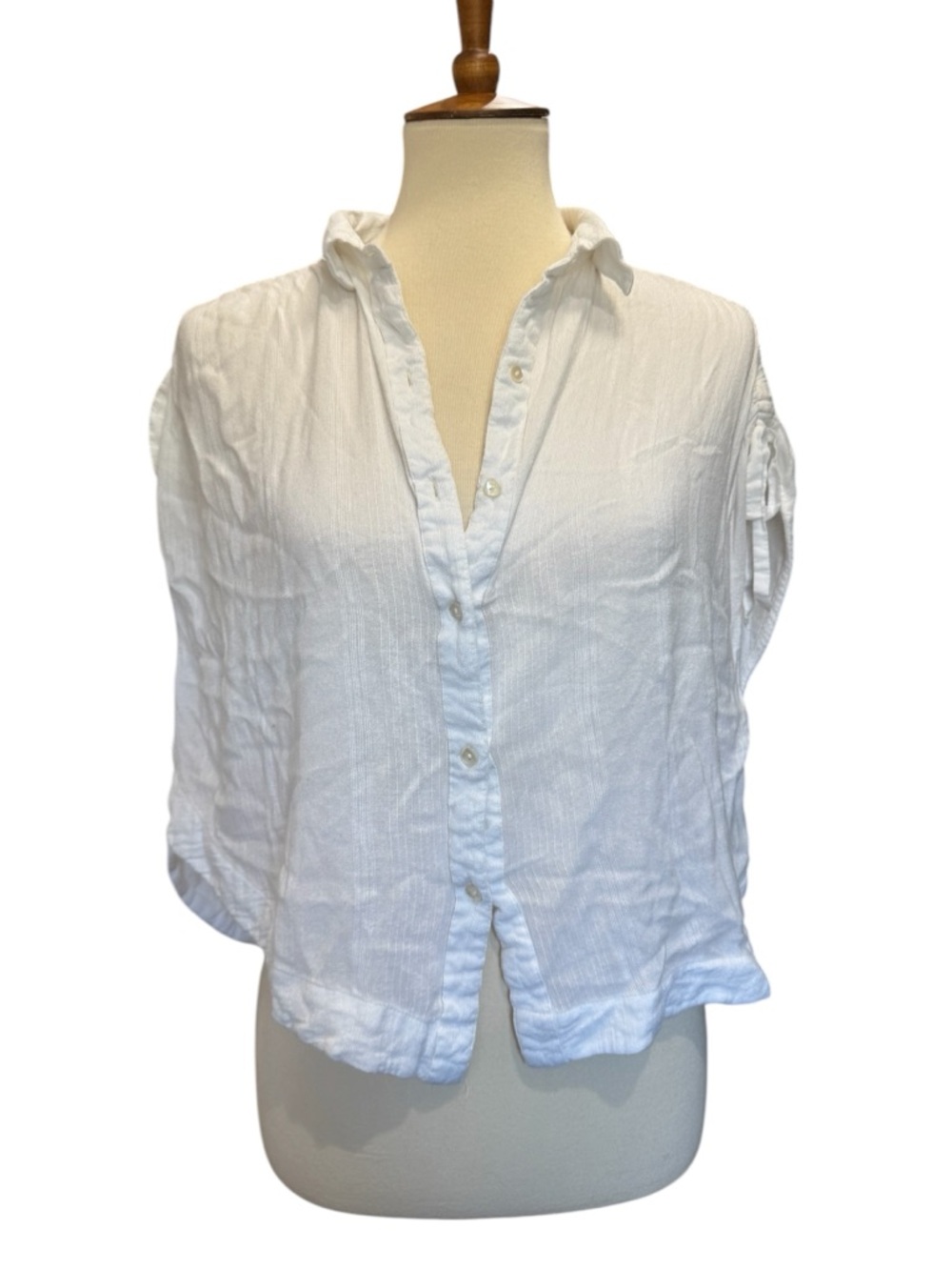 Free People White Gauze Button-Front Shirt